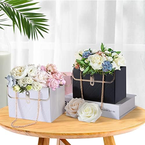 6pcs Kraft Paper Flower Gift Saco, sacolas de bota, bolsas portáteis de papel de papel de flor de flores com manuseio no presente