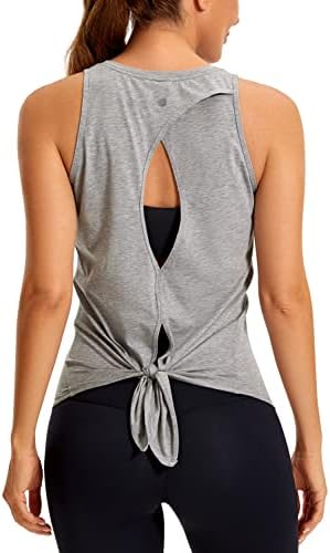 Tamas de treino de algodão Pima de Yoga Crz Yoga Tamas de tanque de amarração camisetas sem mangas Yoga Abertic Back Back Sport Gym