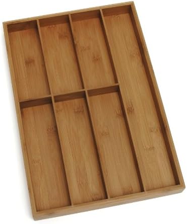 Lipper International 8877 Organizador de talheres de madeira de bambu com 7 compartimentos, 12 x 17-1/2 x 1-3/4