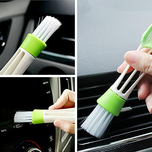 Ajxn 1 PC Car Brush de limpeza de duas cabeças multifuncionais, espanador para ventilação de ar, adequado para ferramentas de limpeza de espanador, universal para cegueira de teclado fãs de óculos