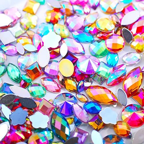 300pcs unhas mix formas de cristal brilho abatback 3d acrílico shinestone não -hotfix pedras para decoração de manicure diy -