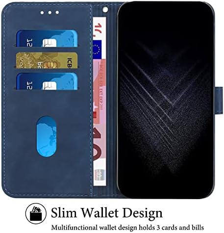 Caixa de carteira de proteção de proteção telefônica para Motorola Moto E22S, Caixa de couro de couro PU vintage