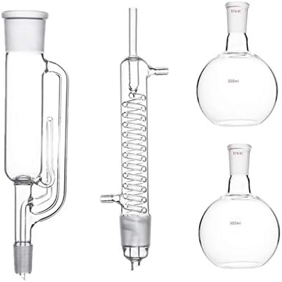 Mountain Men Laboratory, Durável 500ml Soxhlet Extrator Top Top 50/40 Bottom 24/40, One Coil Graham Condenser, dois Bottom Flask Laboratory Education Supplies Science, Testing
