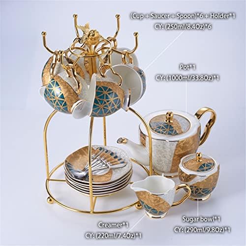 GPPZM Bone China Conjunto de café Gold Inclado porcelana Conjunto de chá de xícara de xícara de cerâmica Cremer de leite de