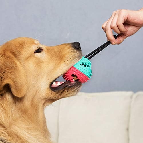 SANSHIA DOG CHEW BOLA DE CHEW RUBER com Squeaker, quase indestrutível brinquedo interativo durável para cães de raça