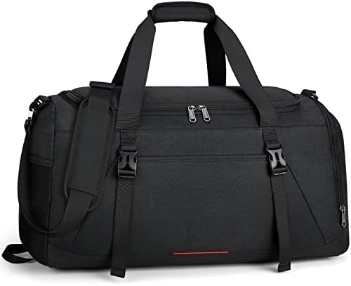 Bolsa de ginástica para homens Mulheres 55l Bag de bolsa de ginástica resistente à água com bolso molhado Duffel Bag Bag Bag Saco O noite de noite com compartimento de sapatos preto