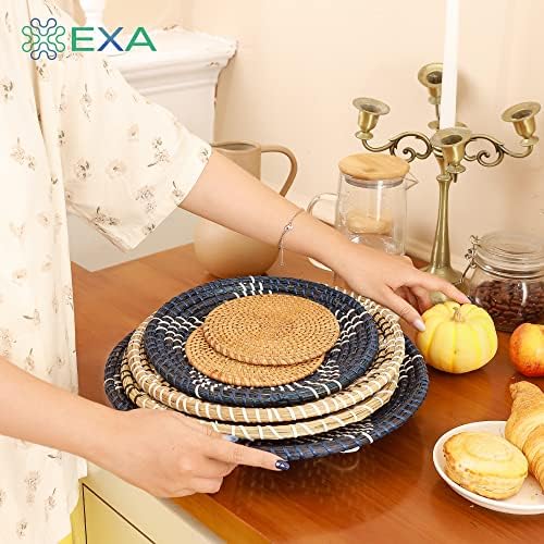 Conjunto de exa de 6 cesta de parede pendurada decoração de cesta de parede peony redonda decorativa decorativa grande decoração