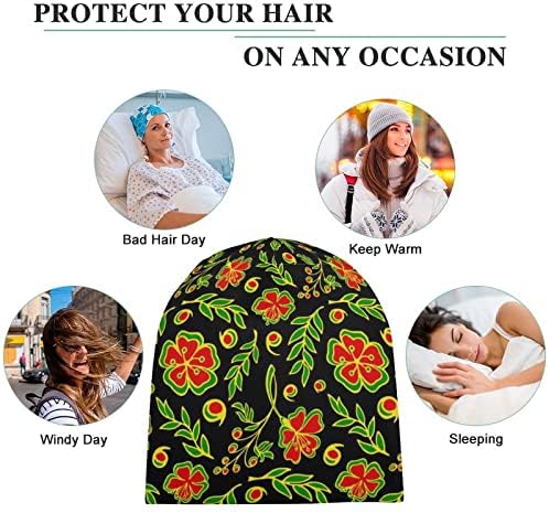 Baikutouan lindo padrão floral com estampa de chapéus de gorro para homens, mulheres com desenhos de tampa de crânio