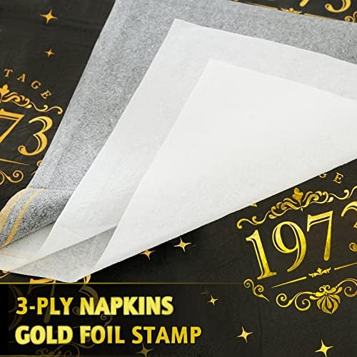 Placas de papel e guardanapos de papel - Carimbo de papelão dourado 72pcs Placas descartáveis ​​guardanapos de papel, Vintage 1973