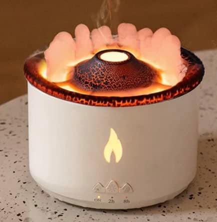 Difusor de óleo de aromaterapia, Luzes noturnas de umidificador de chamas vulcânicas - difusor de aroma com decoração