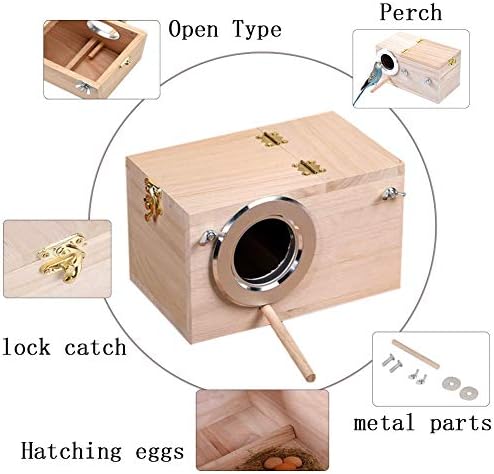 Caixa de nidificação de periquito, caixa de criação de ninhos de ninho de pássaro Casa de madeira para os periquitos Finch Cockatiel