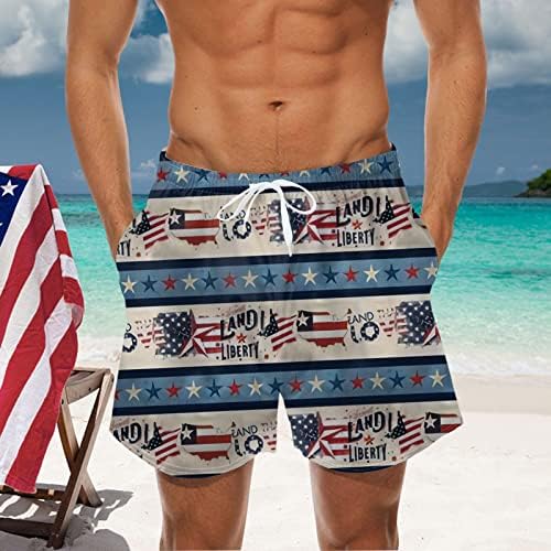 EUA 4 de julho de impressão gráfica masculina Patriótica Americana Casual American Summer Praia de Summer Shorts com