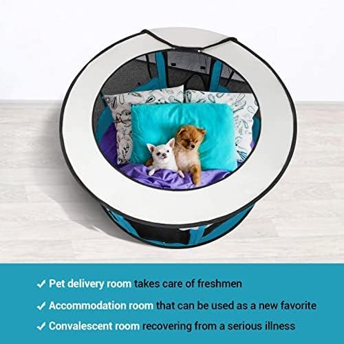 Nocoex portátil cã Playpen ， chapen de cachorro dobrável para cães kennel interno cã Crate com caixa de cachorro de viagem dobrável com tigela ， 44 × 44 × 23 （azul-l）