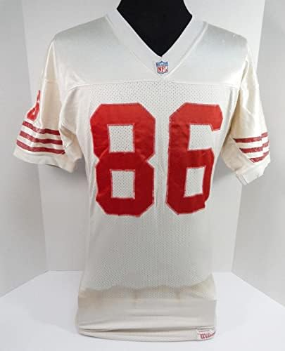No final dos anos 80, no início dos anos 90, o jogo San Francisco 49ers #86 usou Jersey White 46 700 - Jerseys não assinados da NFL usada