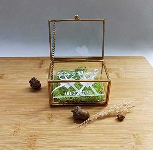 Caixa de anel de vidro Caixa de portador rústico de anel de casamento caixa geométrica da caixa de anel geométrico