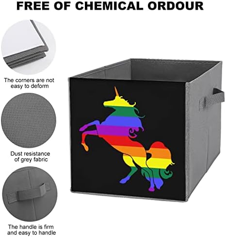 Gay Pride LGBT Unicorn Bins de armazenamento colapsível Basics dobráveis ​​Cubos de armazenamento de tecidos Caixas