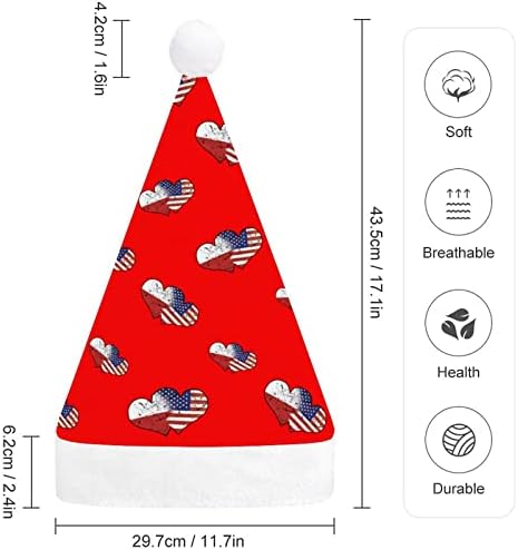 Polônia Flag Uso Flag Heart Funnic Christmas Hat de Papai Noel Hats Presujo curto com punhos brancos para suprimentos