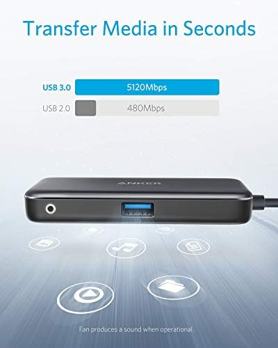 Anker USB C Hub, Hub 3 em 1 tipo C, adaptador 4K USB C a HDMI, USB 3.0, com porta de carregamento de entrega de energia 60W para