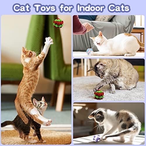 Westmi Cat Toys Balls, bolas difusas coloridas embutidas para gatos, brinquedos de gatos interativos para gatos e