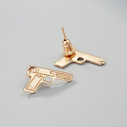 Unissex 18k ouro banhado liso pistola face pistola de charme de pântano brinco
