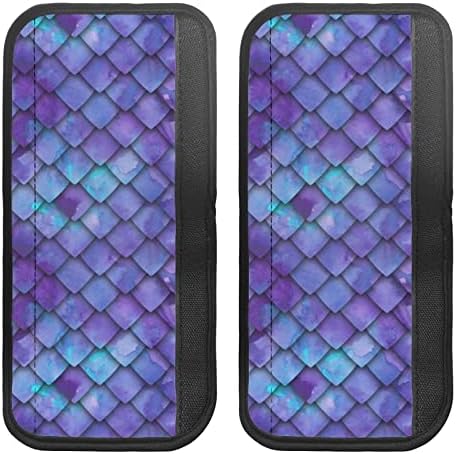 Howilath Purple Mermaid Scales Pattern Refrigerator Porta Tampas de maçaneta Conjunto de 2, decoração de pano lavável para