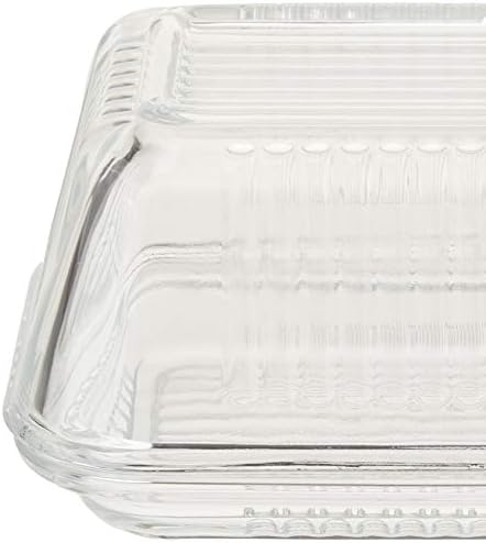 Artesanato de cozinha 5028250537782 Cozinha de vidro em vidro em relevo em estilo vintage prato de manteiga, com mangas, transparente