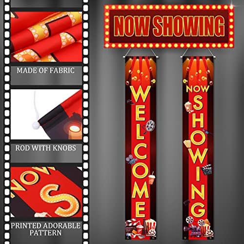 TranQun Movie Night Porch Sign Banner Filme Night Decoration Welcome Now mostra