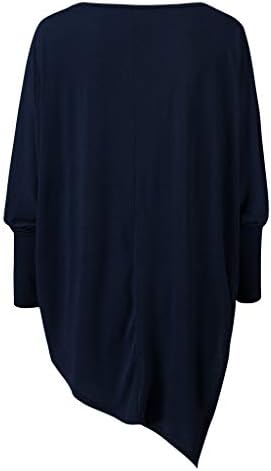 requinte feminina mulher blusa camiseta tops de manga longa bainha sólida bainha solta moletom de moletom de túnica
