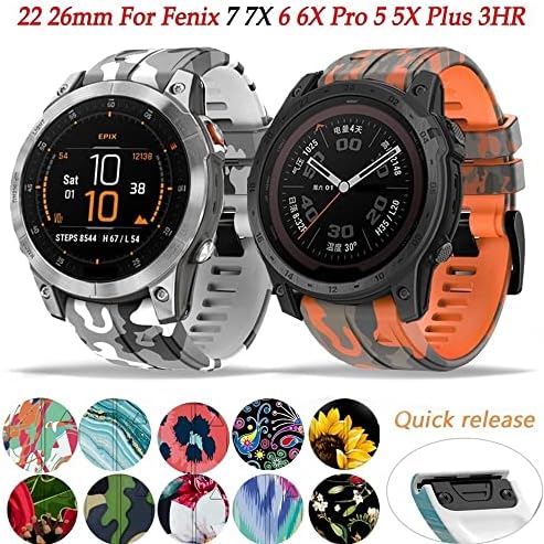 Sawidee para Garmin Fenix ​​7 7x 6 6x Pro 5x 5 mais 3 h Mk2 EasyFit Smart Watch Relógio Correa 26 22mm Silicone Redunda