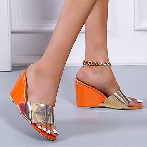 Loveely Women's Platform & Wedge Sandals Casual Wedge Heel espelho externo desgaste de sandálias de salto alto