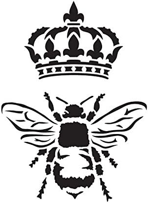 Queen Bee Stencil by Studior12 | Presente de decoração da casa da coroa do país francês DIY | Craft & Paint Wood Sign | Modelo Mylar reutilizável |