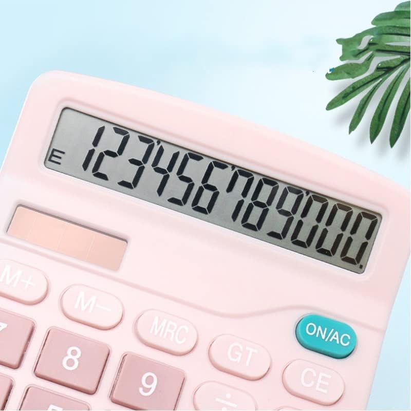XWWDP Azul Rosa Pink 12 Digit Desk Solar Calculadora grande Botões grandes Ferramenta de contabilidade de negócios financeiros para