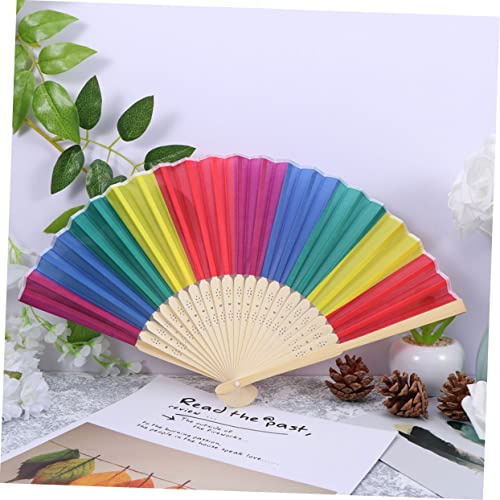 Toyvian 4pcs Rainbow Bone Fan Handheld Fãs Cosplay Dance Hand Fan dobrável Fanf Kids Fãs dobráveis ​​Fã para crianças Decorative Dobring