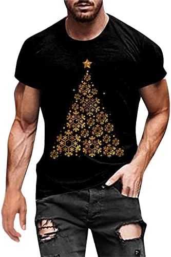 Dsodan Christmas Mens camisetas soldados Tops de manga curta 3D Xmas Snowflake Tree Print Party Party Graphic Slim Fit Muscle