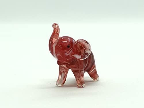 Sansukjai elefante minúsculo micro estatuetas de mão soprada de vidro de vidro animais colecionáveis ​​décor Home, tronco up