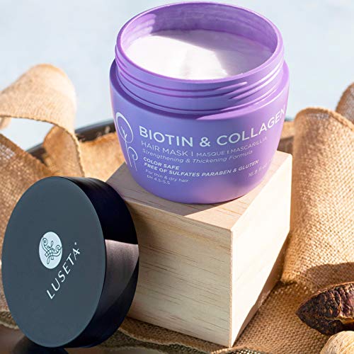 Luseta Biotin Shampoo & Conditioner Set, Biotin Leave in condicionador e pacote de máscara capilar de biotina