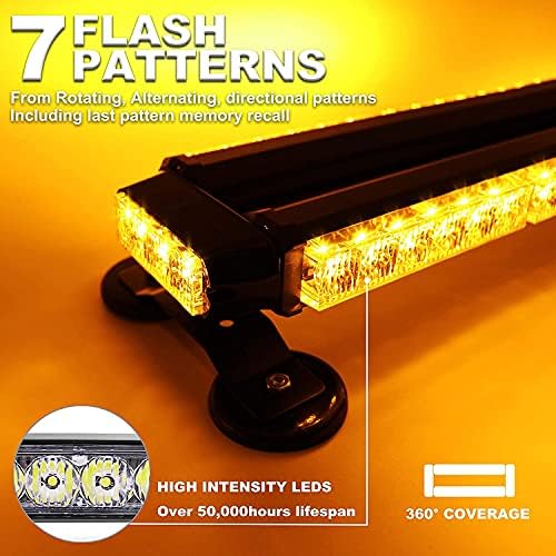 Foxcid Branco Azul 26 54 Topo de teto LED Top duplo lado Segurança de emergência Flash Flash BAR LUZ BAR CUIDADO BEACON Luz com base magnética para veículos de construção Truque