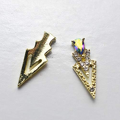 10pcs K Luxo dourado AB Triângulo de diamante 3D Decorações de arte unhas Nails Rhinestones Supplies Charms Stone