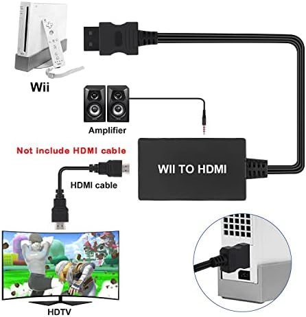 Wii para HDMI Converter, Wii para HDMI Adaptador 1080p 720p Vídeo e áudio com áudio de Jack de 3,5 mm, suporta All Wii Display