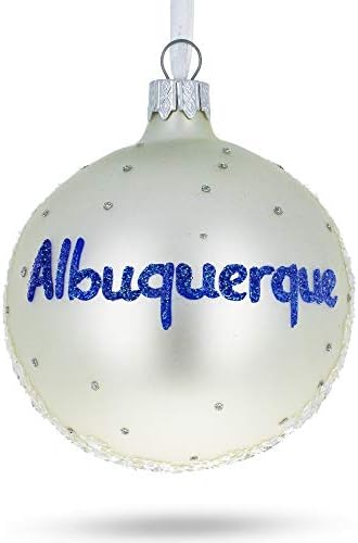 Albuquerque, Novo México Glass Christmas Ornamento de 3,25 polegadas