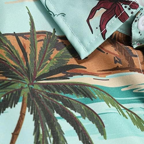 2023 Novo mass de verão masculino casual havaiano estampa litoral de lapela de lapela de praia camisa camisa de manga