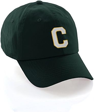 Capéu personalizado A a Z Letras iniciais Capace de beisebol clássico, DK Green Hat Gold White