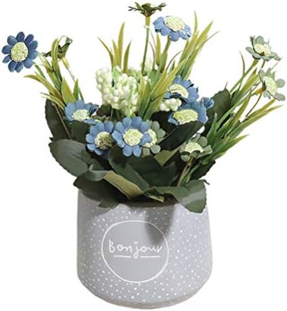 Besportble Blue Home Decor Flores artificiais Arranjos em vasos de plantas falsas Plant Bonsai Pote Decoração floral para