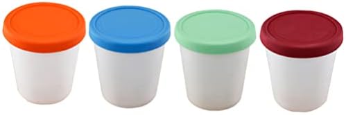 Recipientes de sorvete de organizador de freezer banheiras reutilizáveis ​​de armazenamento reutilizável para sorvete de sobremesa caseira com tampas de silicone 4pcs Cuple de plástico de sorvete
