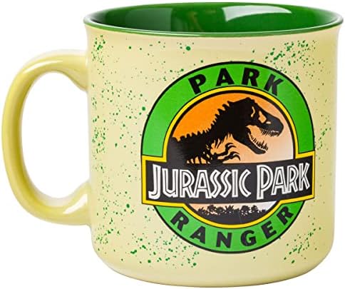 Silver Buffalo Jurassic Park Park Ranger Camper Camper Creamic Coffee Caneca, 20 onças