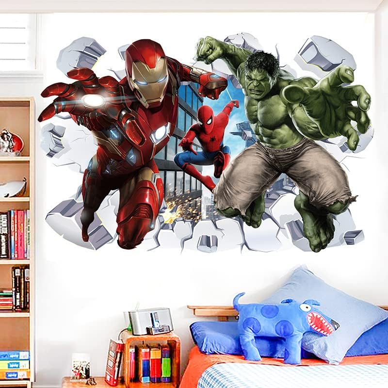 Qiuxia Spiderman Super Herowall adesivos Diy Removível Homem Super -Herochildren Art Boy Boy Set Sticker Wall Start Bermery Pleedroom