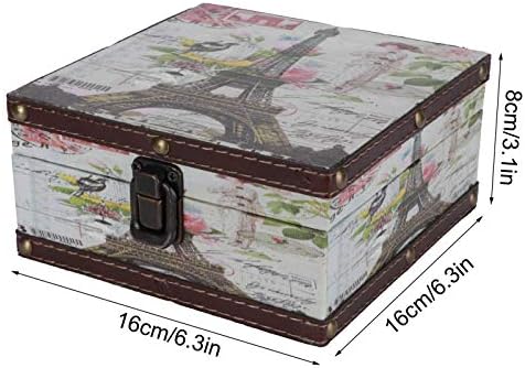 01 Caixa de armazenamento decorativo, caixa de jóias retrô de estilo britânico, madeira antiga de madeira durável para