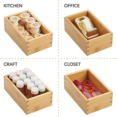 MDESIGN Wood Bamboo Bin Bin Recipiente, caixas de caixa organizadoras de gavetas para armário de despensa de cozinha, prateleira,