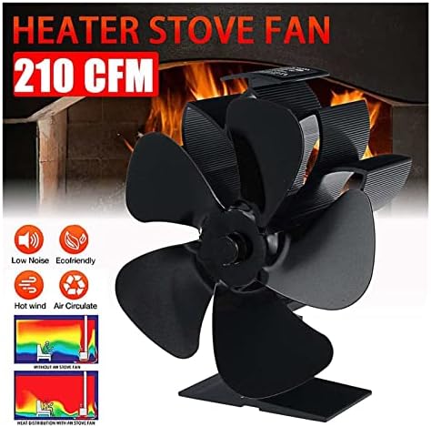 Lynlyn Black Fireplace 4 Foot de fogão a calor Logro de madeira queimador de madeira Fã de lareira silenciosa Casa Distribuição