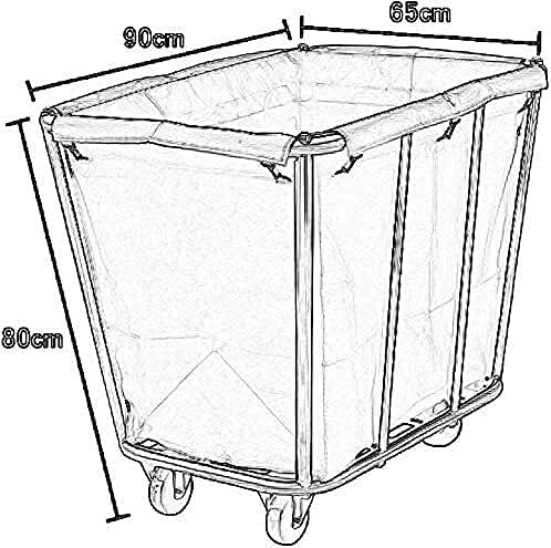 Omoons Movable Trolleys Roupa de cesta de aço inoxidável Rolamento de aço Rolamento com sacolas removíveis Carrinho organizador de lavanderia pesado com rodas, itens essenciais do hotel/estilo-1